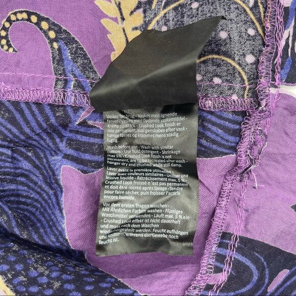 MASAI Purple Print Tunic Size Medium Made India Satin Wrinkled Style Medium - Picture 12 of 13